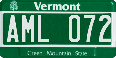 VT license plate AML072