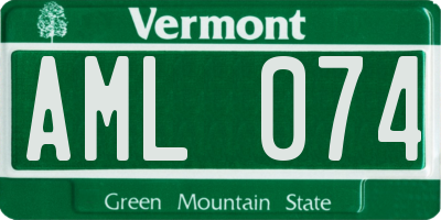 VT license plate AML074