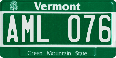 VT license plate AML076