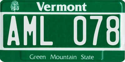 VT license plate AML078