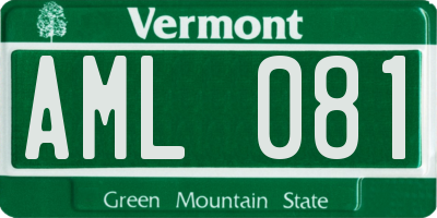VT license plate AML081