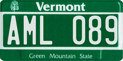 VT license plate AML089