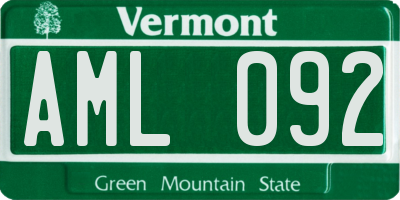 VT license plate AML092