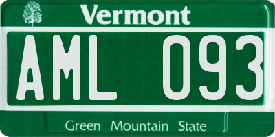 VT license plate AML093