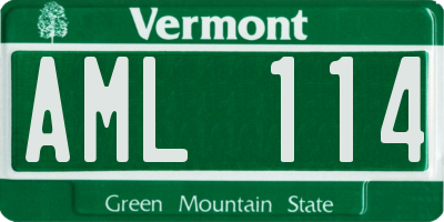 VT license plate AML114