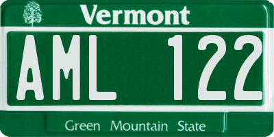 VT license plate AML122
