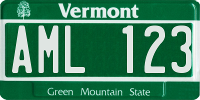 VT license plate AML123
