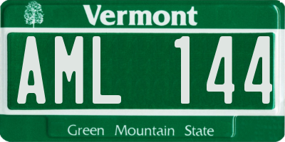 VT license plate AML144