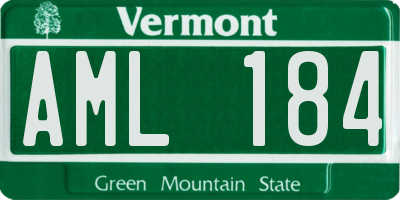 VT license plate AML184