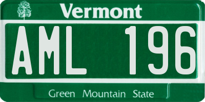 VT license plate AML196