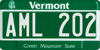 VT license plate AML202