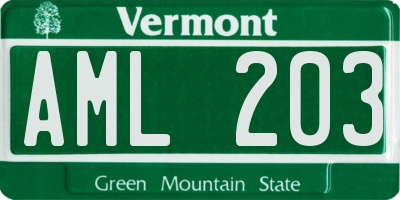 VT license plate AML203