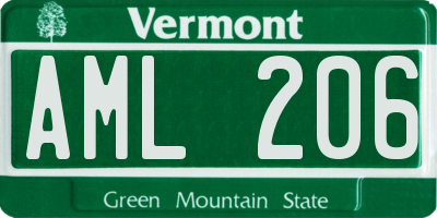 VT license plate AML206