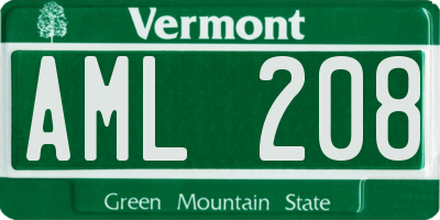 VT license plate AML208