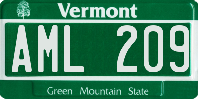 VT license plate AML209