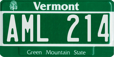 VT license plate AML214