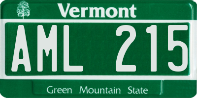 VT license plate AML215