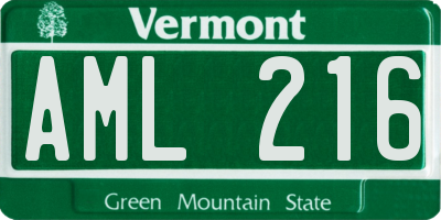 VT license plate AML216