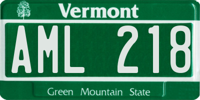 VT license plate AML218