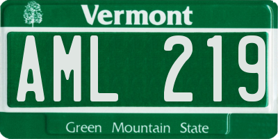 VT license plate AML219