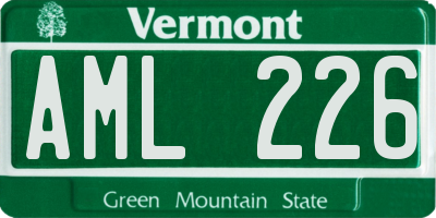 VT license plate AML226
