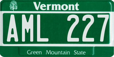 VT license plate AML227