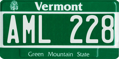 VT license plate AML228