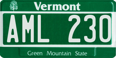 VT license plate AML230