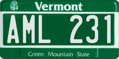 VT license plate AML231