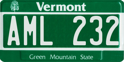 VT license plate AML232