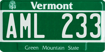 VT license plate AML233