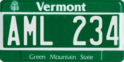 VT license plate AML234