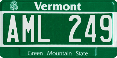 VT license plate AML249