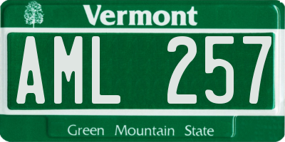 VT license plate AML257