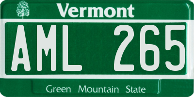 VT license plate AML265