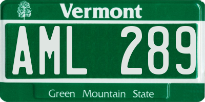 VT license plate AML289