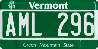 VT license plate AML296