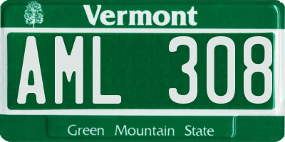 VT license plate AML308