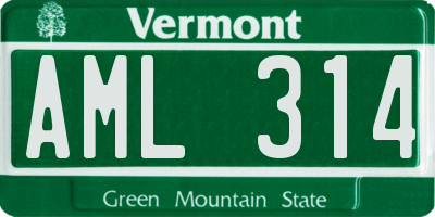 VT license plate AML314