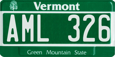 VT license plate AML326