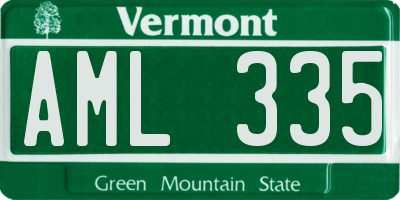 VT license plate AML335