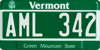 VT license plate AML342