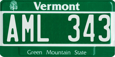 VT license plate AML343