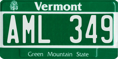 VT license plate AML349