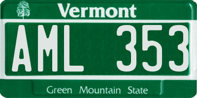 VT license plate AML353