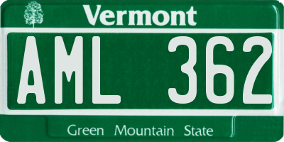 VT license plate AML362