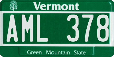 VT license plate AML378