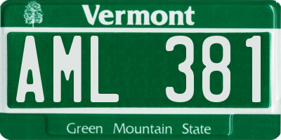 VT license plate AML381