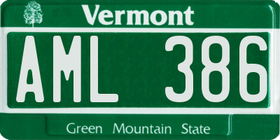 VT license plate AML386