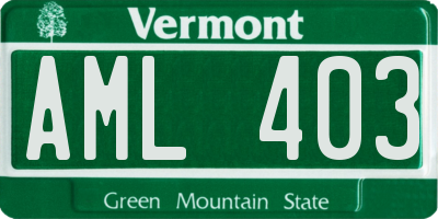 VT license plate AML403